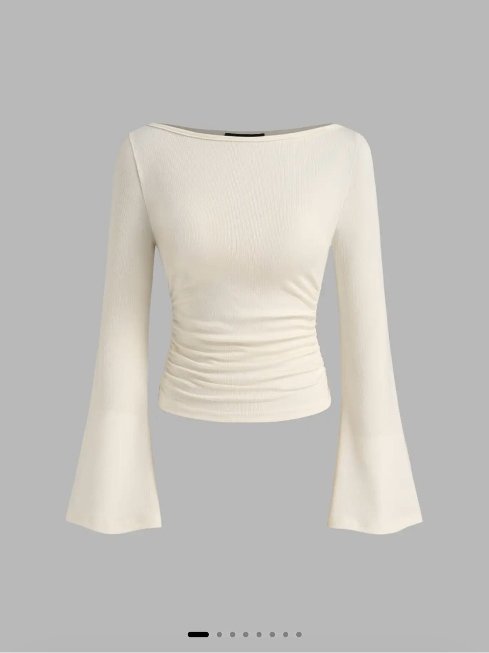 Cider Cream Boatneck Ruched Long Sleeve Top